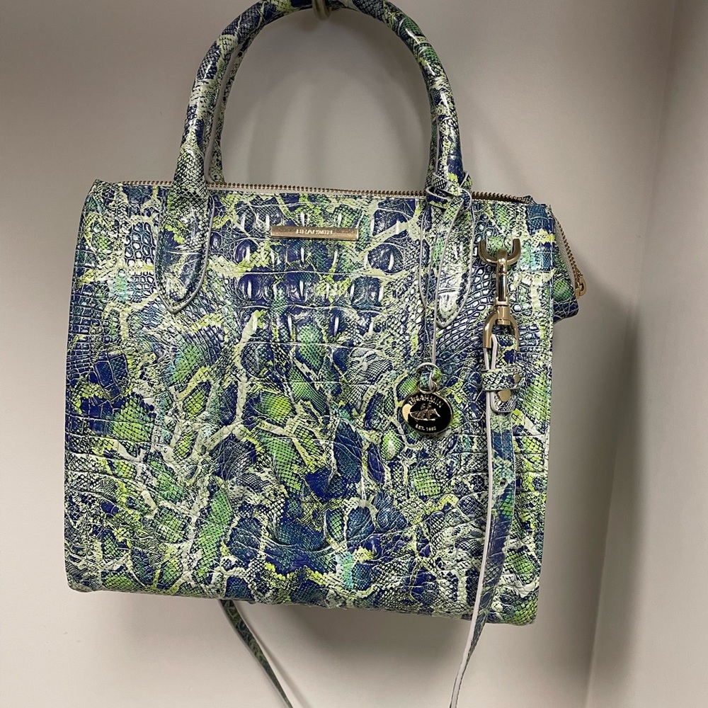 Brahmin Blue and Green Embossed Satchel Set - Picture 3 of 9